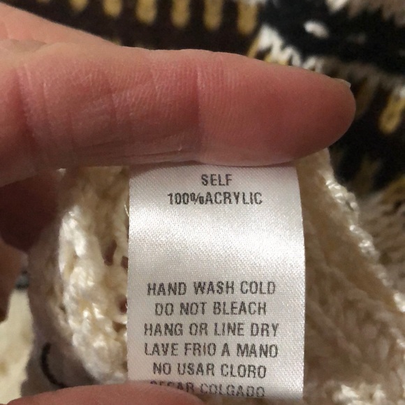 EASEL LOS ANGELES Multi Pattern Cream Open Knit Sweater S/M - Picture 5 of 5